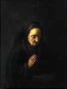 Gerrit Dou Old woman in prayer oil on canvas